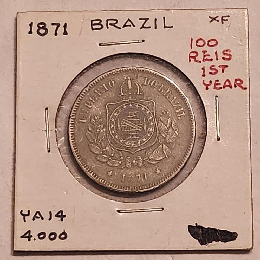 1871 Brazil 100 Reis coin.
#brazil #reis